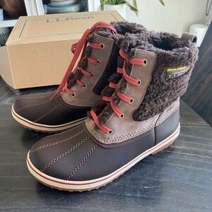NWT SZ9 L.L. Bean womens Rangeley Insulated Pac Boots, Ankle - Taupe/Coffee Bean